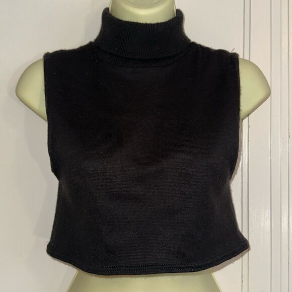 Vintage Outbrook black ribbed turtleneck dickie layer top with armholes - Picture 1 of 5